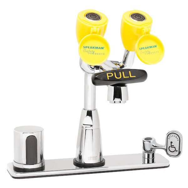 Eyesaver Sensor Eyewash Faucets With Thermostatic Mixing Valve & Manual Override